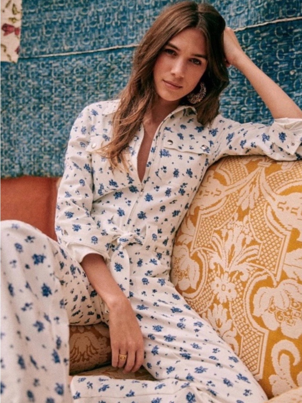 Combinaison roby roses bleues Sezane